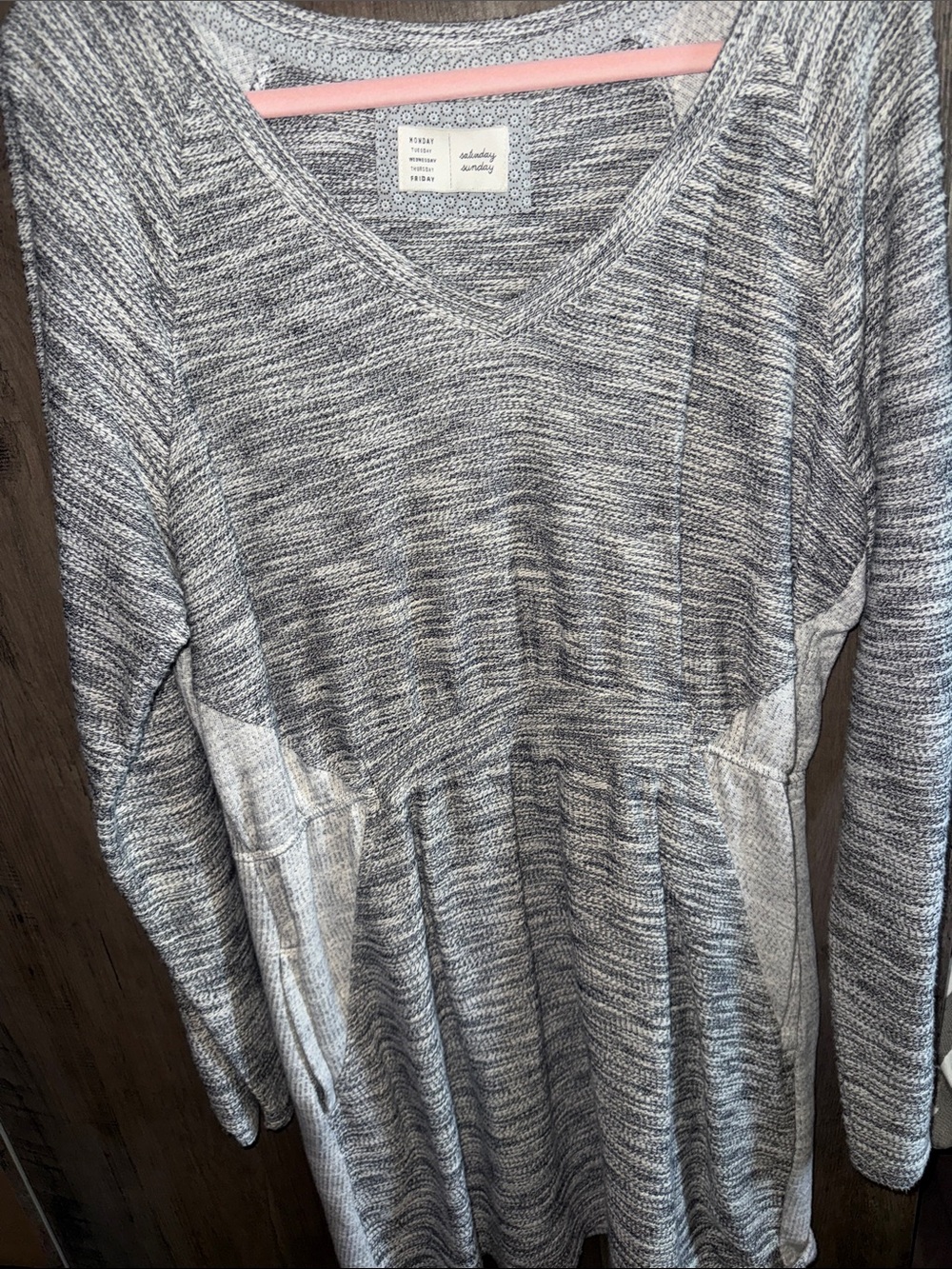Saturday Sunday anthropology Gray Knit V-Neck Long Sleeve Dress with pockets